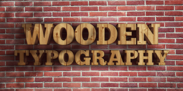 Realistic wooden 3D text